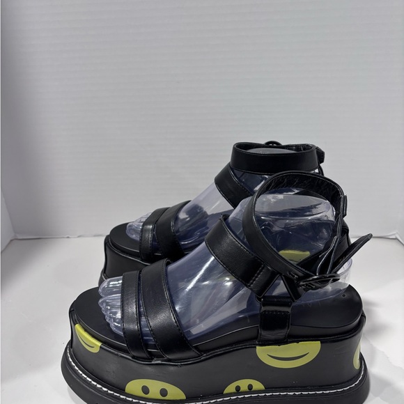 Lamoda Keep Smiling Platform Sandals Black Size 8 - Picture 5 of 9
